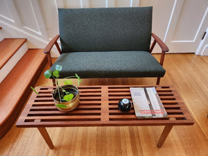 MCM Teak and Wool Loveseat