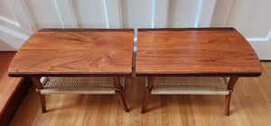 Teak End Table with Rope Shelf