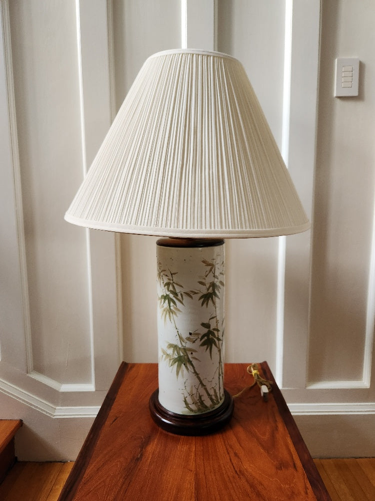 Vintage Ceramic Lamp With Painted Bamboo- Cook Street Vintage