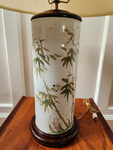 Vintage Ceramic Lamp With Painted Bamboo- Cook Street Vintage
