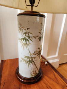 Vintage Ceramic Lamp With Painted Bamboo- Cook Street Vintage