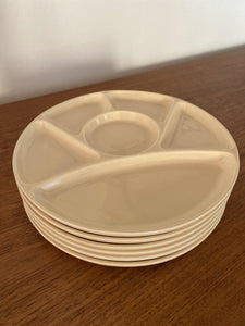 set of 6 fondu or appetizer plates in cream- Cook Street Vintage