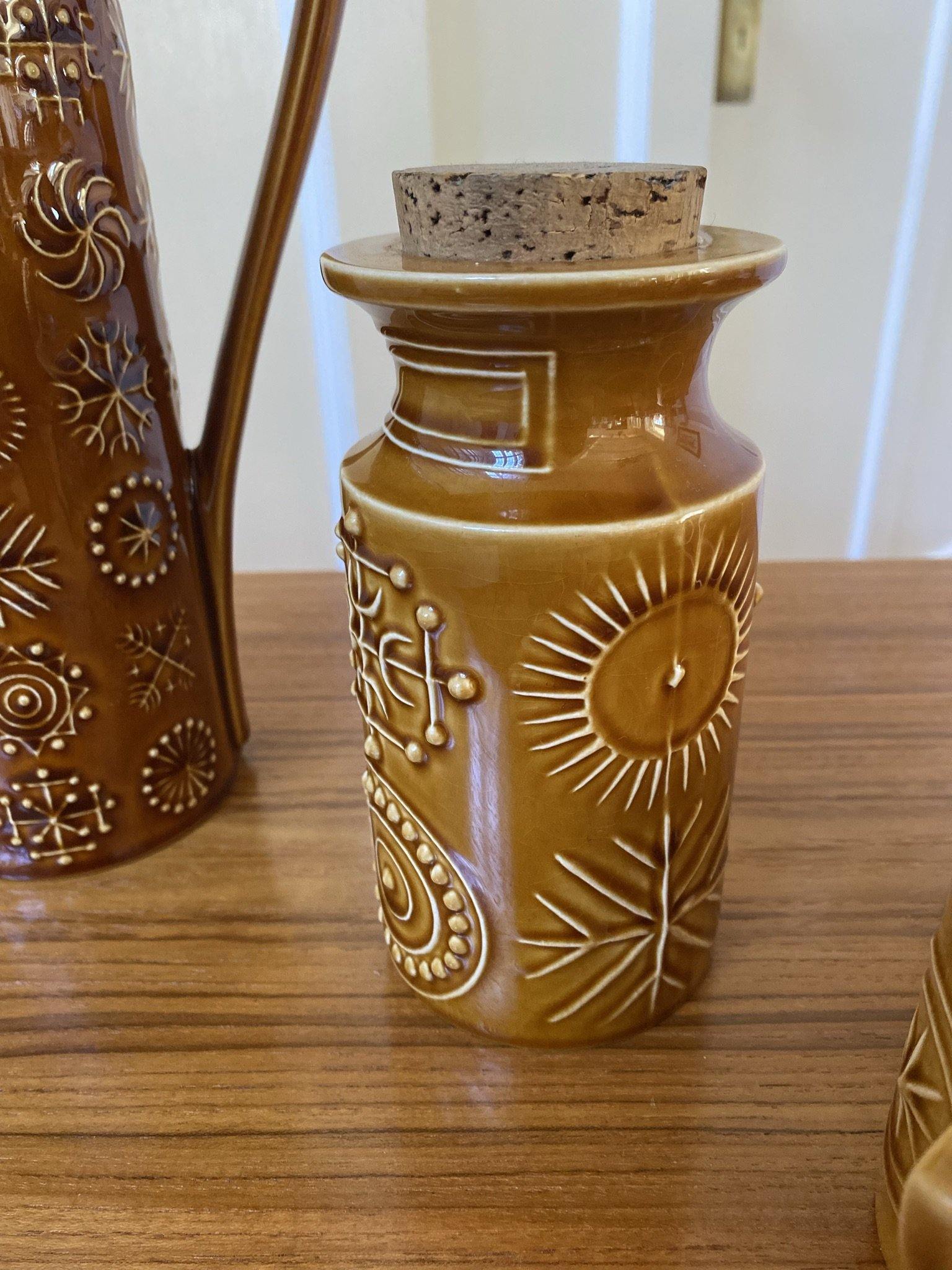 Close up of Portmeirion Totem sugar cannister- Cook Street Vintage