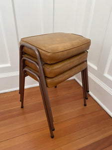 Side View of three vinyl sticking stools- Cook Street Vintage