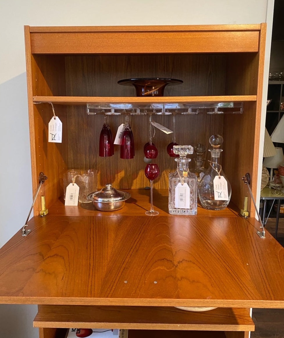 Mid-century Teak Entertainment Unit With Bar- Cook Street Vintage