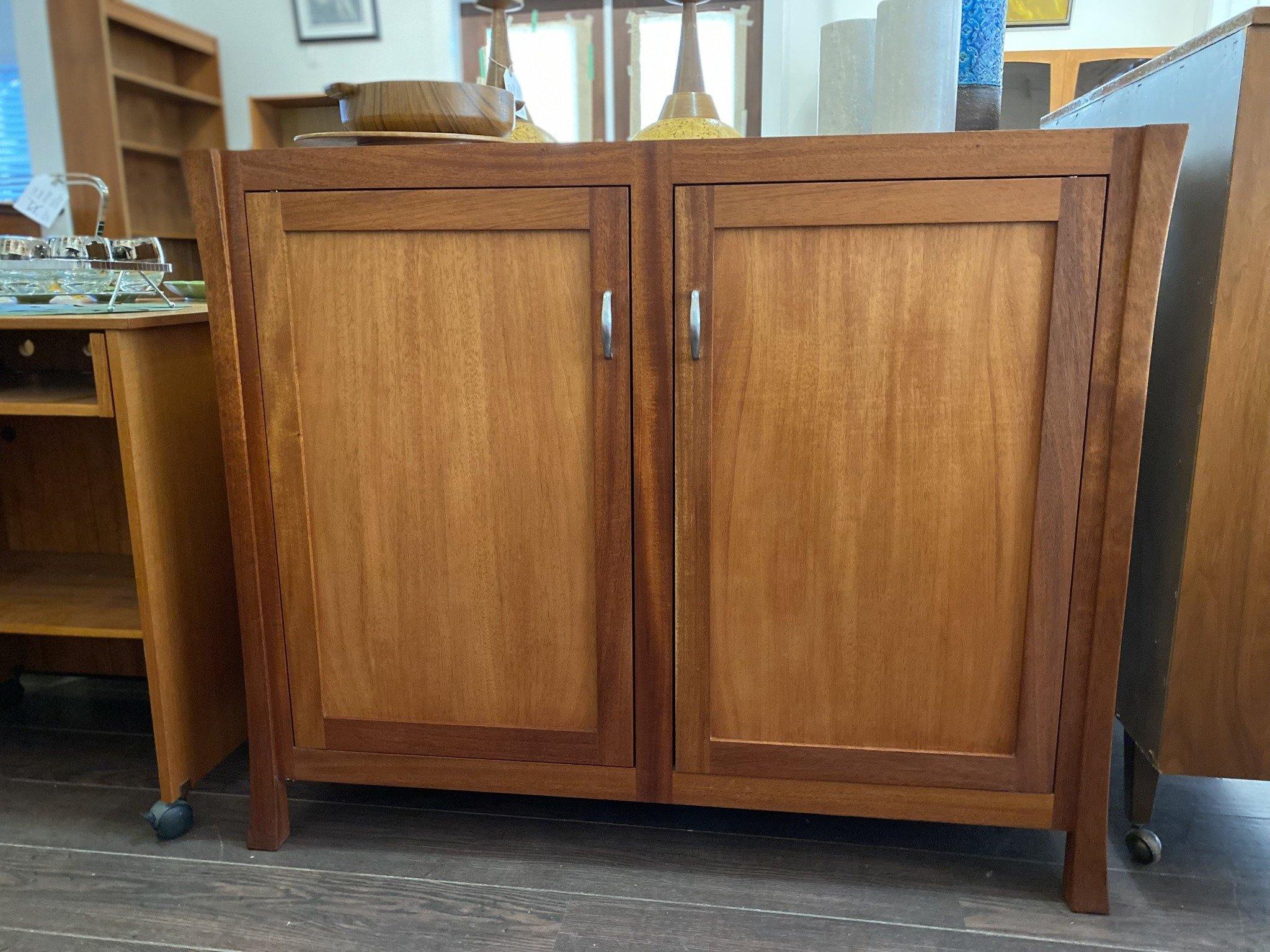 two door bar cabinet with gently tapered legs- Cook Street Vintage