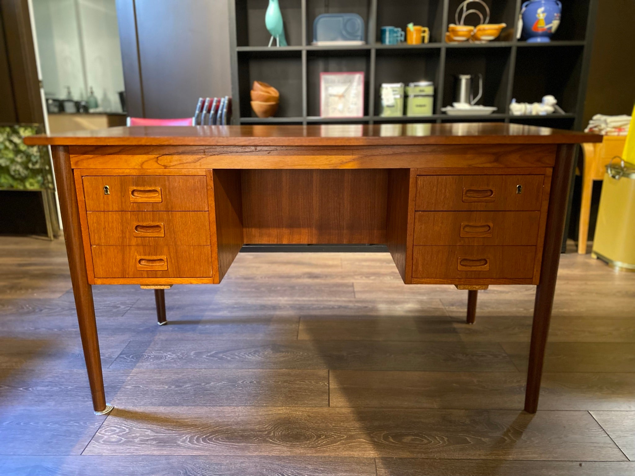 Midcentury Teak Desk with Back Shelf
