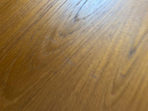 Teak Coffee Table close up of scratch - Cook Street Vintage