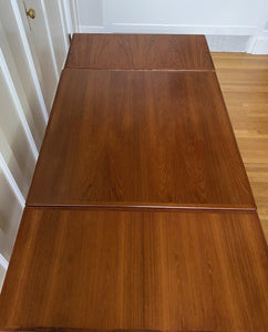 Top view showing grain of Danish Mid-Century teak extending dining table by Henning Kjaernulf- Cook Street Vintage