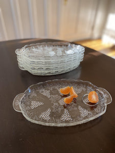 Vintage Glass Appetizer Plates with Grape Motif - Cook Street Vintage