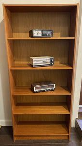 Teak book case with six shelves with vintage radios- Cook Street Vintage