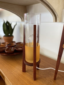 Reclaimed Teak and amber MCM inspired table lamp- Cook Street Vintage