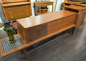 Side view of unique stereo console with tike side table- Cook Street Vintage