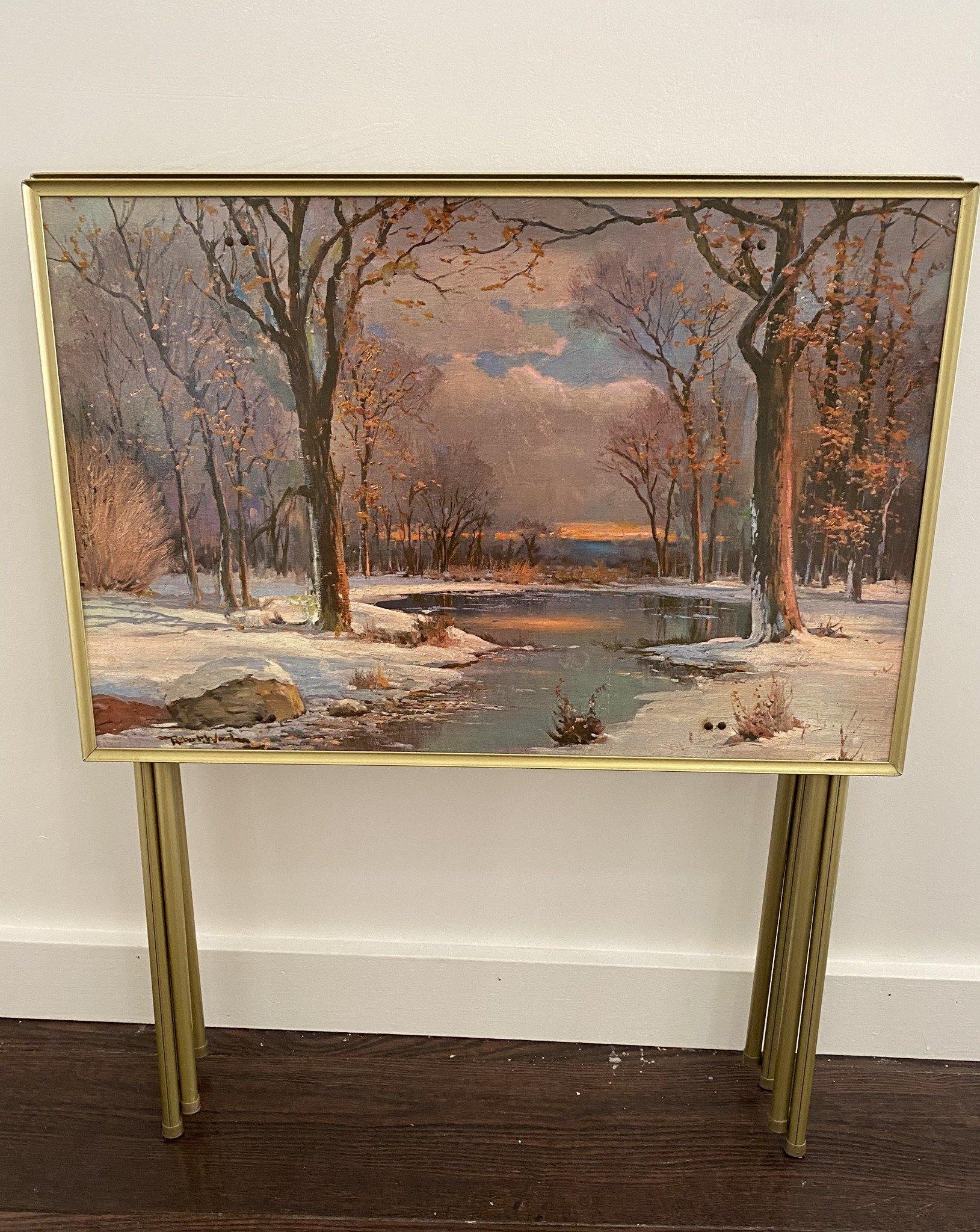 Vintage TV tray showing Winter scene - Cook Street Vintage