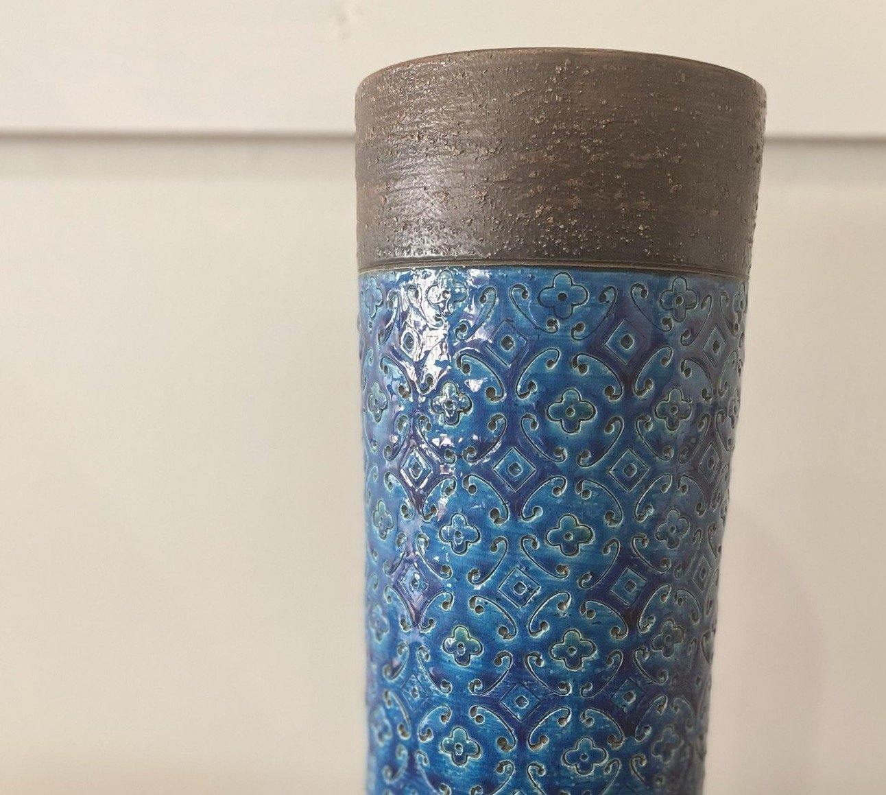 Close up of texture of blue Italian vase- Cook Street Vintage