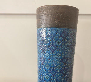 Close up of texture of blue Italian vase- Cook Street Vintage