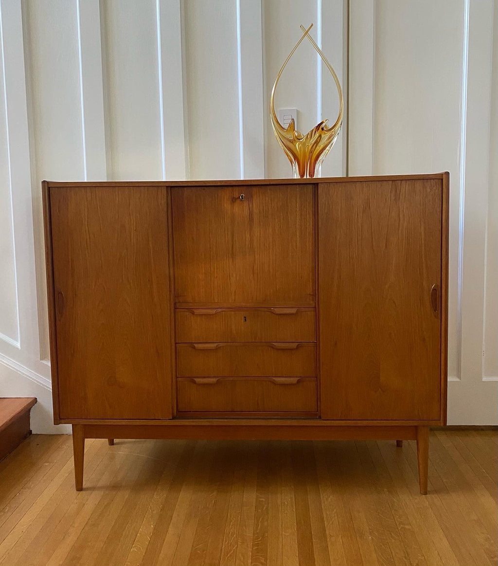 Mid-century Scandinavian Teak Secretary Cabinet- Cook Street Vintage