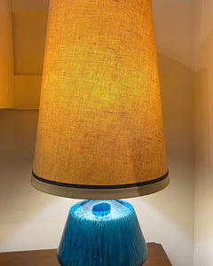 Midcentury Drip Glaze Azure Blue Ceramic Table Lamp- Cook Street Vintage