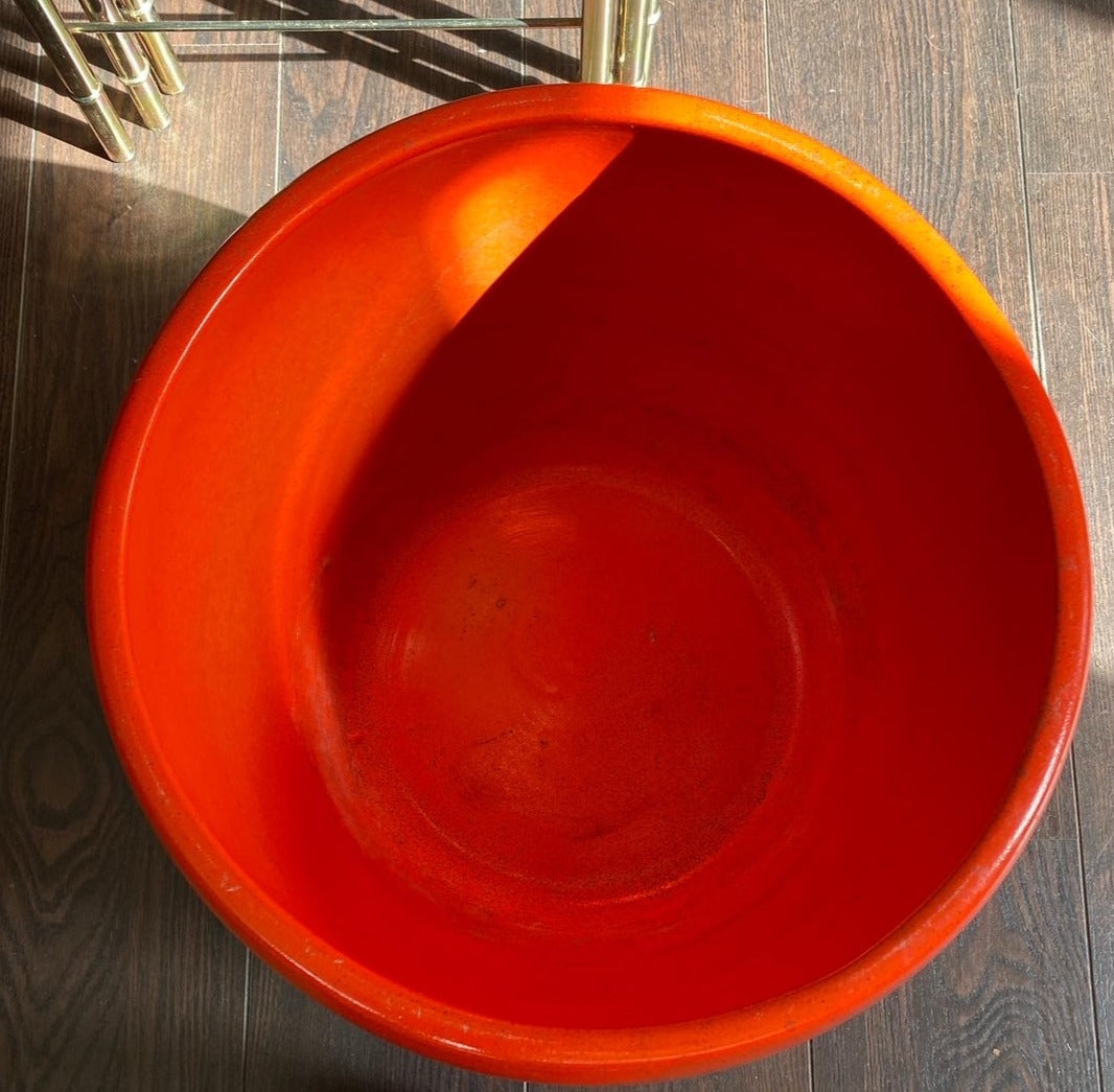 Top view of Dark Orange Red Gainey J-14 Planter- Cook Street Vintage