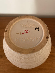 Base of linen coloured MCM ceramic vase showing 116/25 Germany- Cook Street Vintage