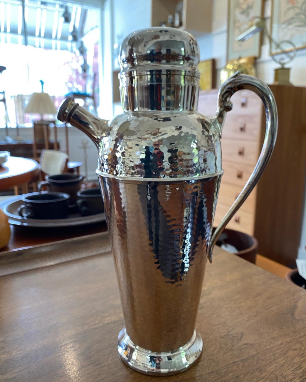 Vintage Hammered Silver Primrose Plate Cocktail Shaker- Cook Street Vintage