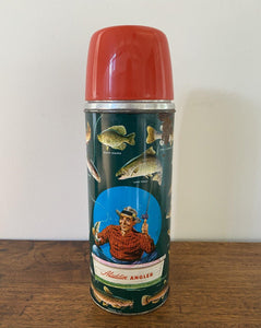 Front view of Aladdin Angler Thermos with red cap- Cook Street Vintage