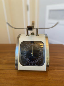Front of cream and chrome vintage kitchen scale- Cook Street Vintage