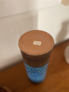 Unglazed and concaved base of Azure blue Italian vase- Cook Street Vintage