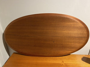 Reverse side of large oval teak serving tray- Cook Street Vintage