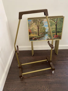 Vintage TV Tray trolley with Summer scene in background- Cook Street Vintage