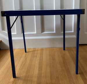 Side view of Vintage Card Table with blue legs- Cook Street Vintage