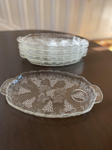 Vintage Glass Appetizer Plates with Grape Motif - Cook Street Vintage