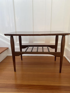 MCM Formica Faux Wood Grain End Table with A Line Legs - Cook Street Vintage