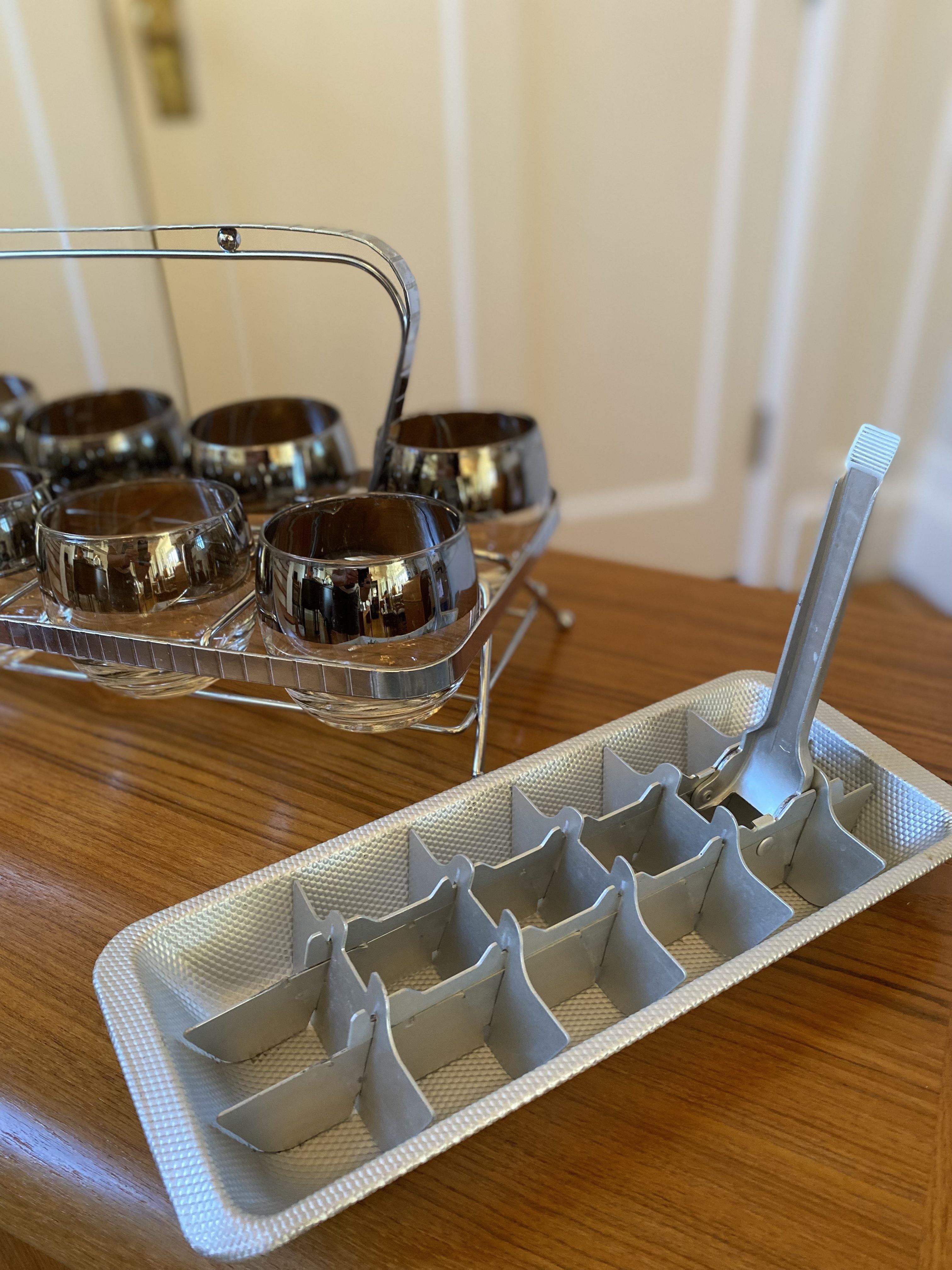 Aluminum Frigidaire Ice cube tray with Handle open- Cook Street Vintage