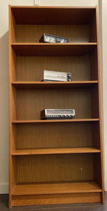 Teak bookcase with four adjustable shelves with vintage radios- Cook Street Vintage