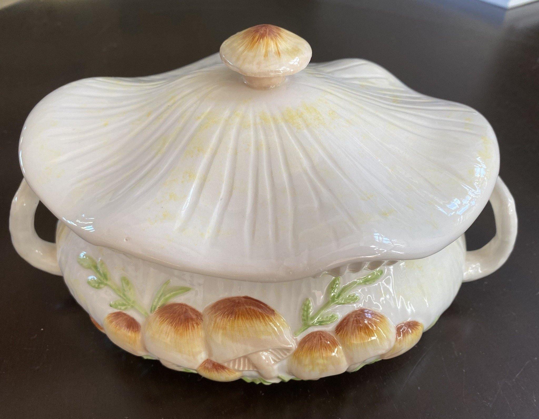 Close up of mushroom Serving dish by Arnel's- Cook Steet Vintage