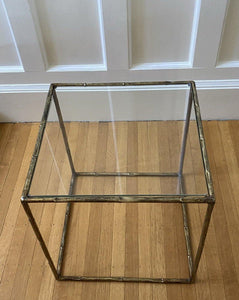 Birdseye view of gilt bamboo cube table-Cook Street Vintage