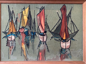 MCM Abstract Embroidered Fabric Art