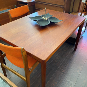 Top view of Midcentury Vejle Stole & Mobelfabrik teak dining table- Cook Street Vintage