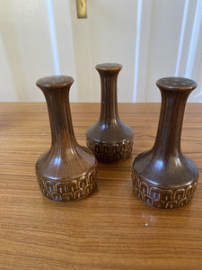 THree vintage brown matching ceramic salt shakers- Cook Street Vintage