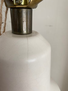 small hairline crack on neck of one gorgeous white cylinder lamp designed by Lotte and Gunnar Bostlund- Cook Street Vintage