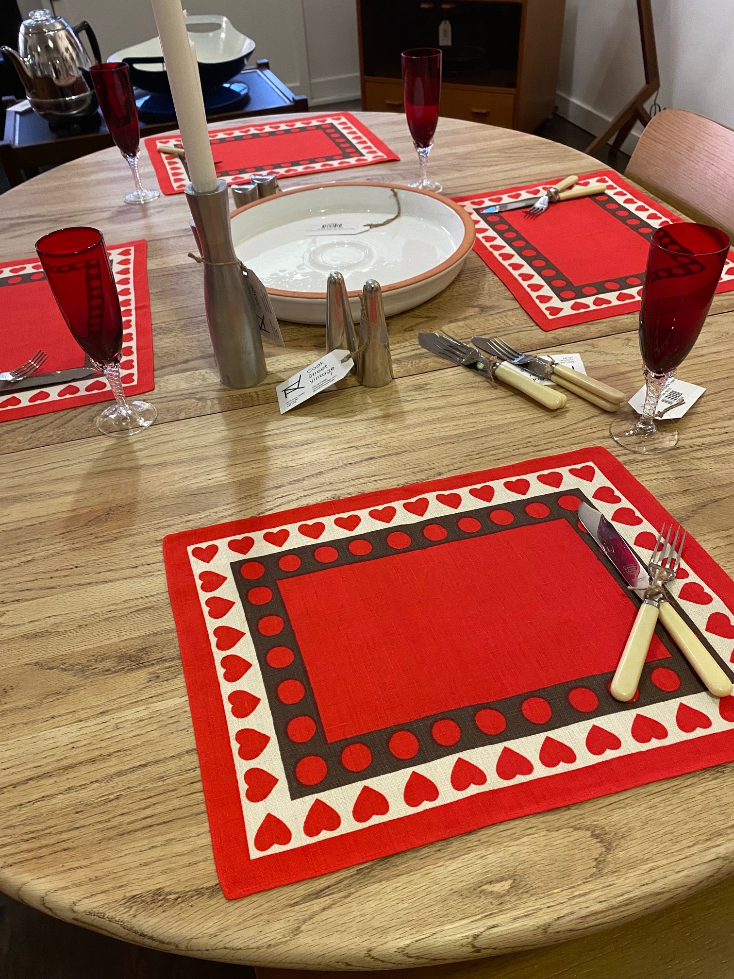 Traditional Danish Pattern Heart Placemats- Cook Street Vintage