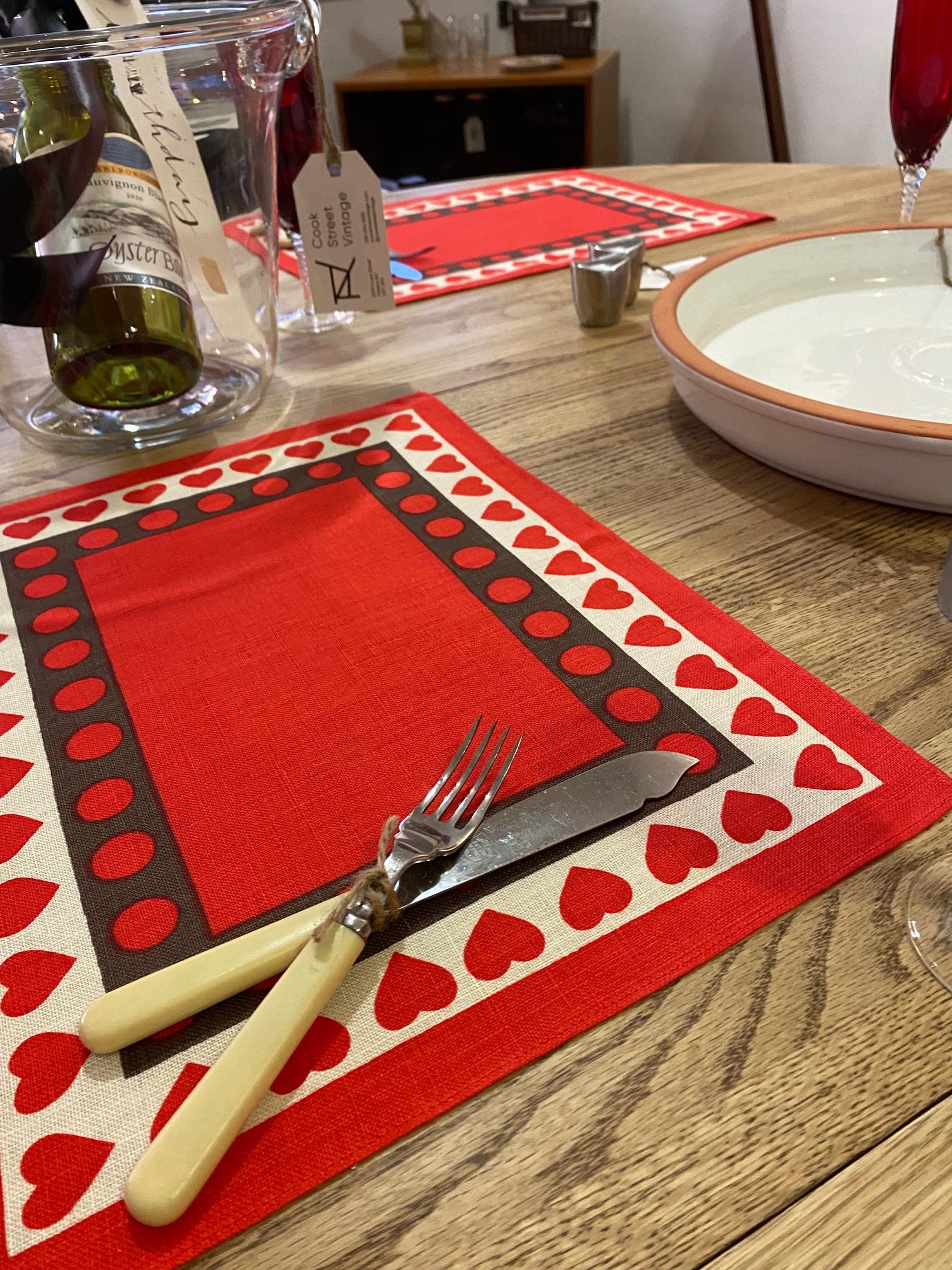 Traditional Danish Pattern Heart Placemats- Cook Street Vintage