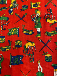 Adorable vintage fabric with bagpipes, swords and dancers- Cook Street Vintage