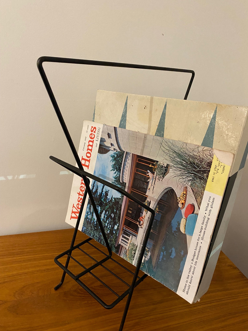 Vintage MCM Black Metal Magazine Rack- Cook Street Vintage