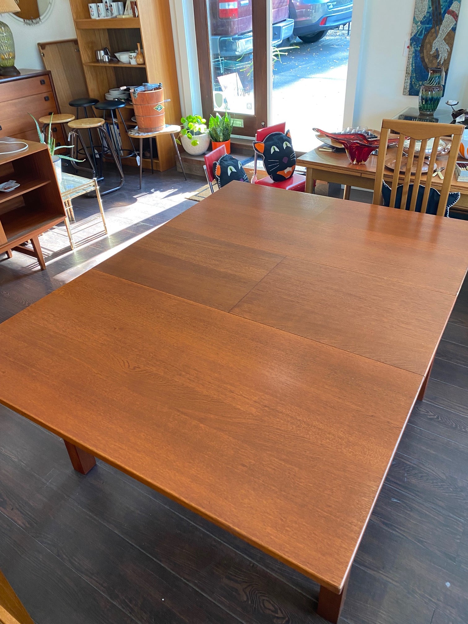 Large Teak Dining Table with Butterfly Leaf