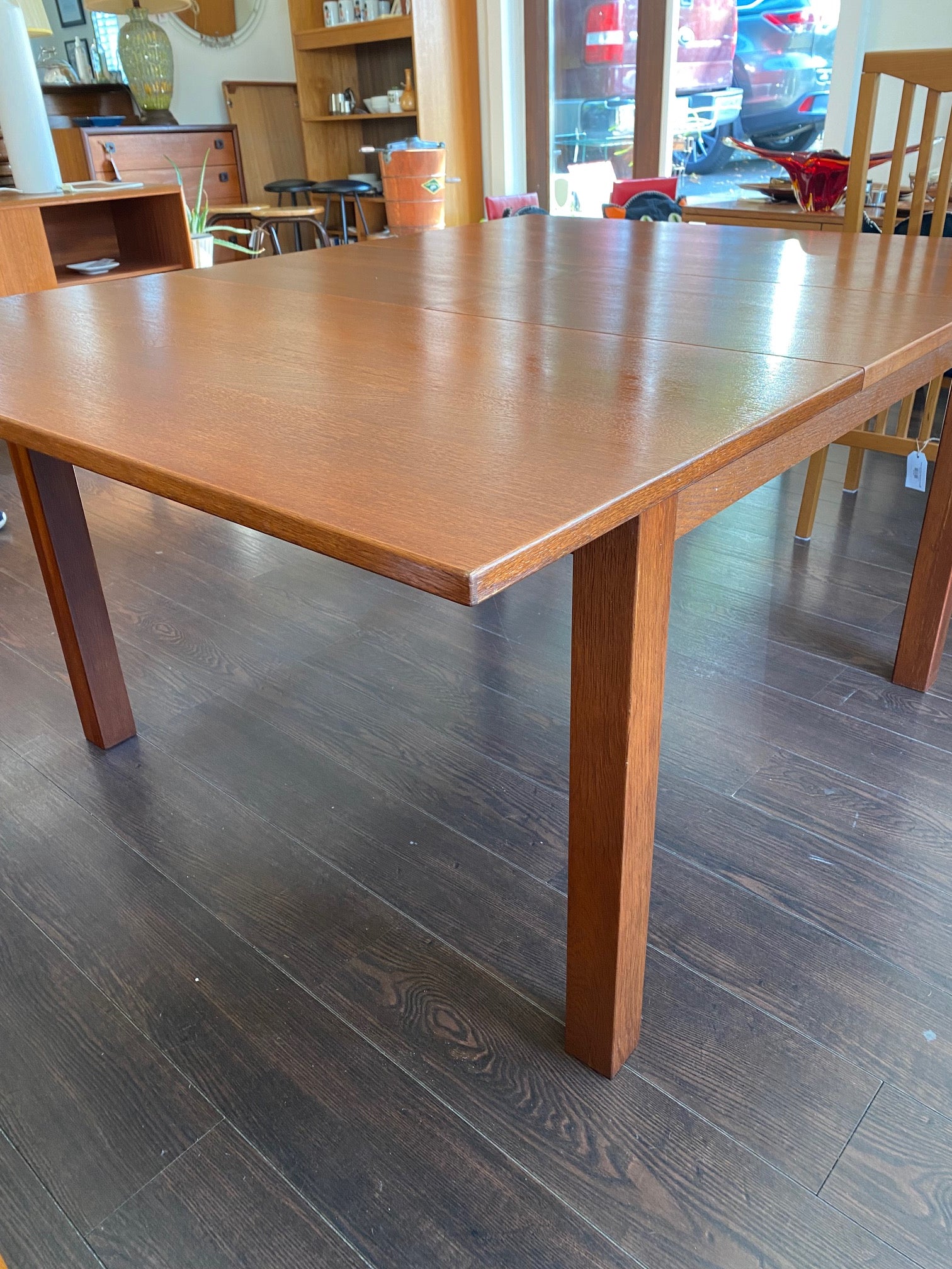 Large Teak Dining Table with Butterfly Leaf