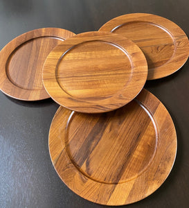 Set of 4 MCM Illums Bolighus Danish Teak Plates- Cook Street Vintage