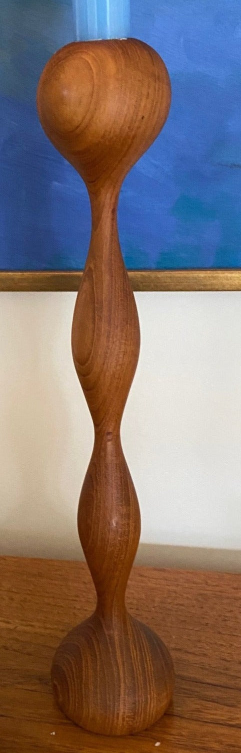 Organic Teak Candlestick- Cook Street Vintage
