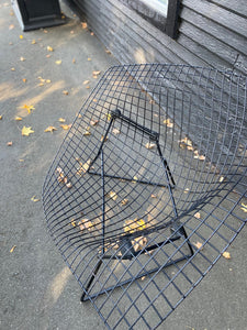 Vintage sculptural wire and metal frame diamond chair in the style of Bertoia-Cook Street Vintage